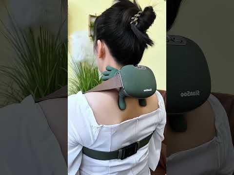 Portable Electric Neck and Shoulder Massager with Heat, Compact Hand-Simulated Deep Tissue Massage for Pain Relief, Travel-Friendly Design with Carrying Strap
