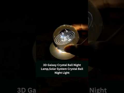 Galaxy Crystal Ball Night Light Lamp Glass Ball Night LED Lamp with Woodern Base 3D Engraved Solar System Decorations Gifts for Men Women Kids Boys Girls Teens