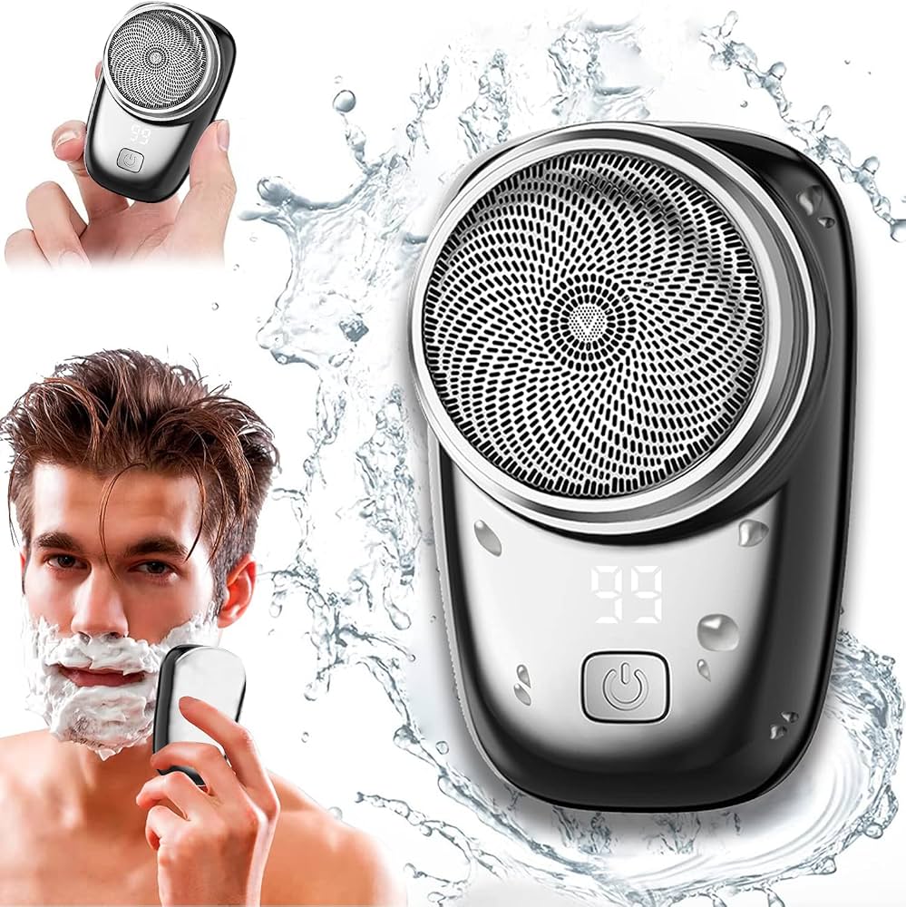 Mini Electric Shaver for Man, Portable Shaving Machine for Man, Pocket Size Clean Shave Trimmer for Men, Foil Shaver for Men, Type-C Fast Charging, Wet and Dry Use for Outdoor, Home, Travel