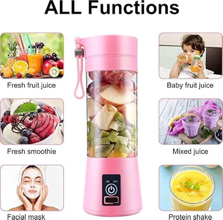 Portable 6-Blade Juicer Blender with built-in Jar, Juice Mixer Bottle,Fruit Juice Machine,USB Rechargeable Personal Size Juicer Grinder for Juices,Protein&Milk Shakes