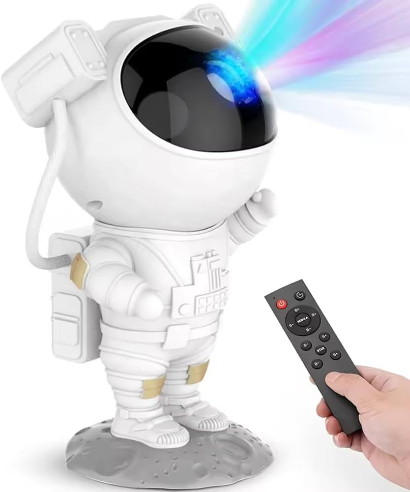 Astronaut Space Projector Night Light – 360° Rotating Star Nebula Lamp with Remote, Timer & Adjustable Head for Kids Bedroom, Home Decor, Gaming Room & Party Lights
