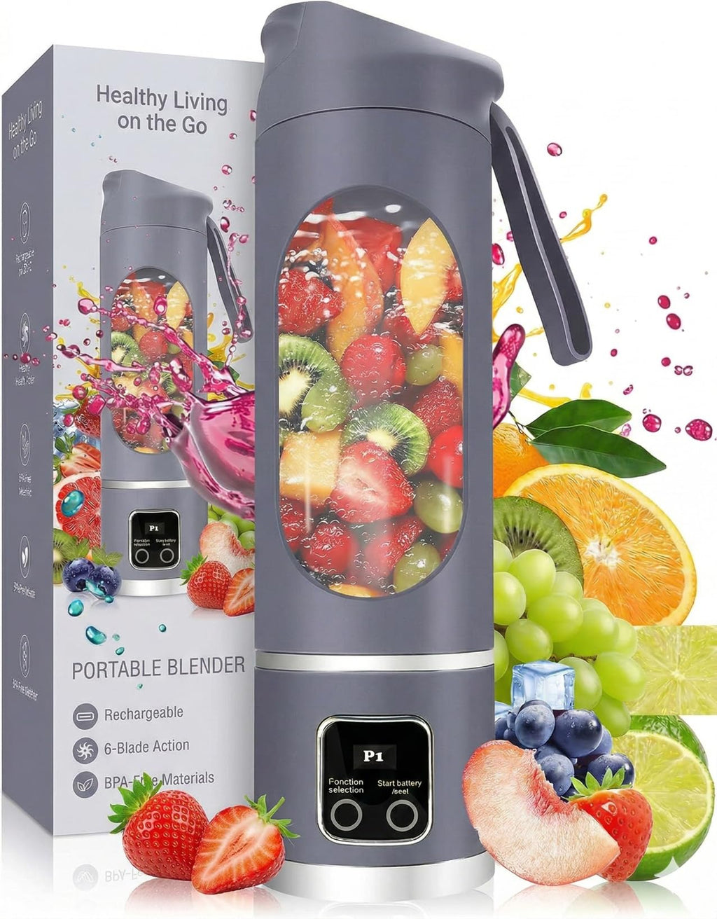 10 Blade Usb-JuicerBottle Portable Usb Juicer Electric Usb Juice Maker Mixer Bottle Blender Grinder Mixer,10 Blades Rechargeable Bottle, Shake Fruit & Vegetable, Juice Blender,Grinder