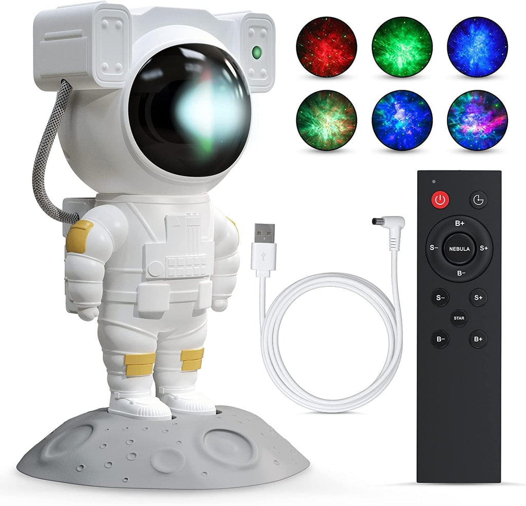 Astronaut Space Projector Night Light – 360° Rotating Star Nebula Lamp with Remote, Timer & Adjustable Head for Kids Bedroom, Home Decor, Gaming Room & Party Lights