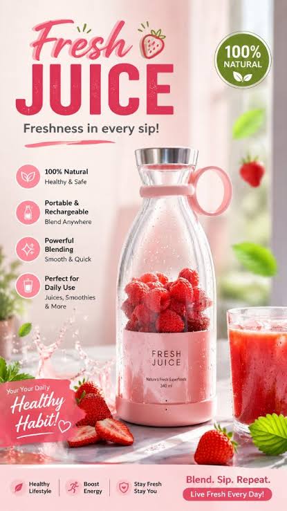 Portable Juicer Blender-350ml Mini Smoothie Makers, Multifunctional Personal Jug Blenders with USB Rechargeable, Washable Fruit Juice Mixer, Electric Juice Blender