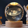 Galaxy Crystal Ball Night Light Lamp Glass Ball Night LED Lamp with Woodern Base 3D Engraved Solar System Decorations Gifts for Men Women Kids Boys Girls Teens